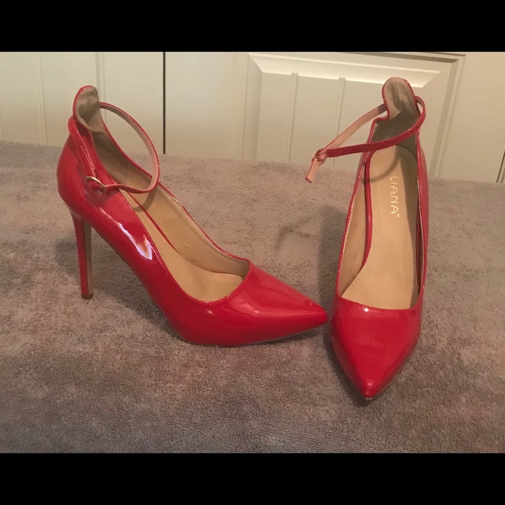 Red Mary Jane heels